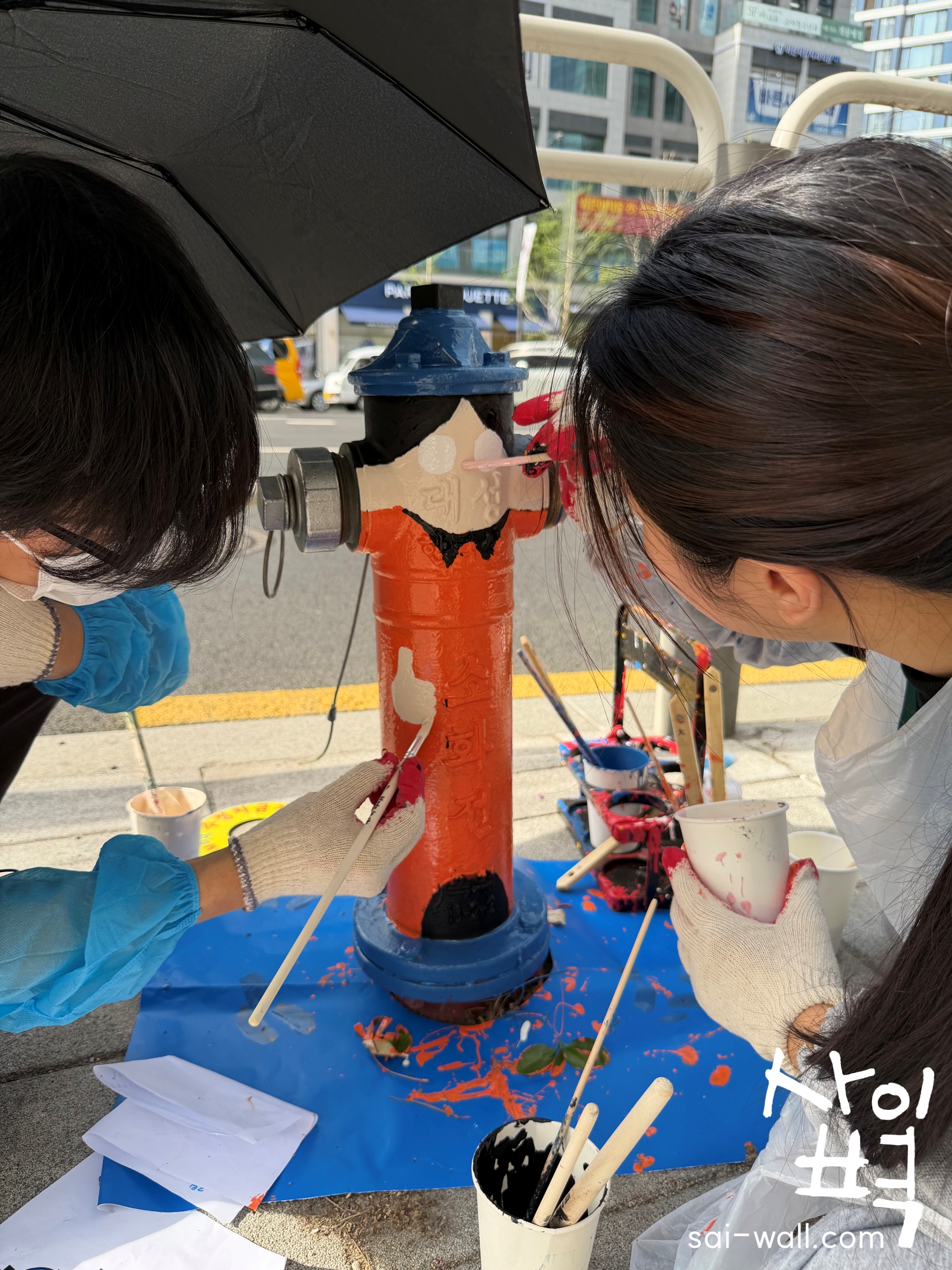 임직원 소화전 도색 봉사활동 벽화 시공 사진 4